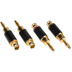 Nine Tine Banana Plug with Dual Set Screws and Carbon Fiber Shell 2 Pair